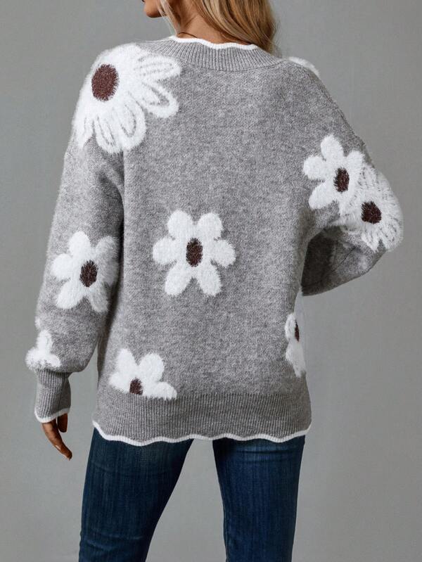 Hanne - Floral V-neck Sweater