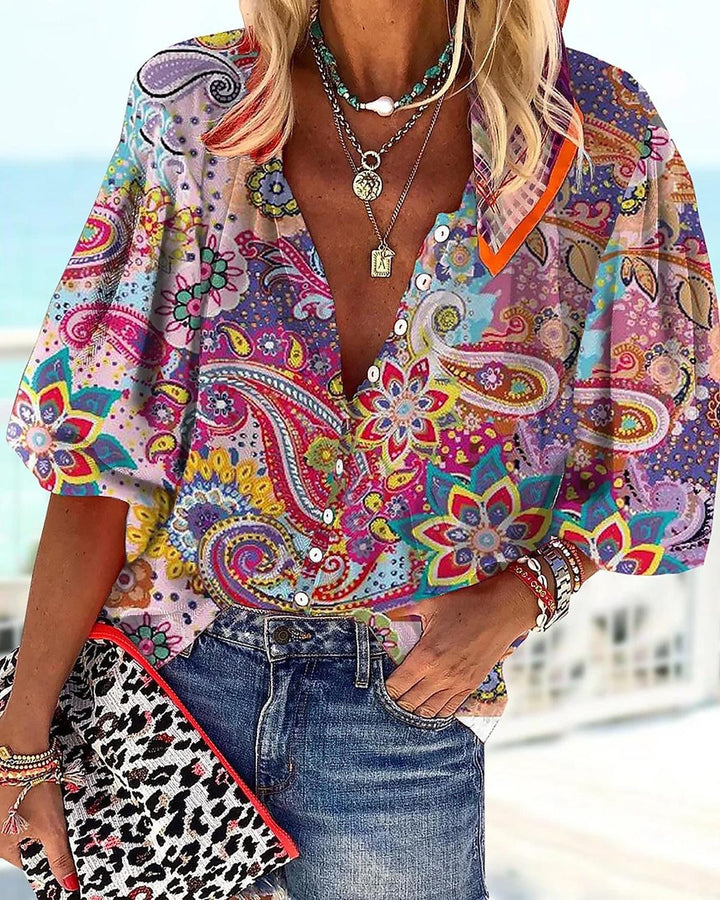 Kara -  Vibrant Bohemian Blouse