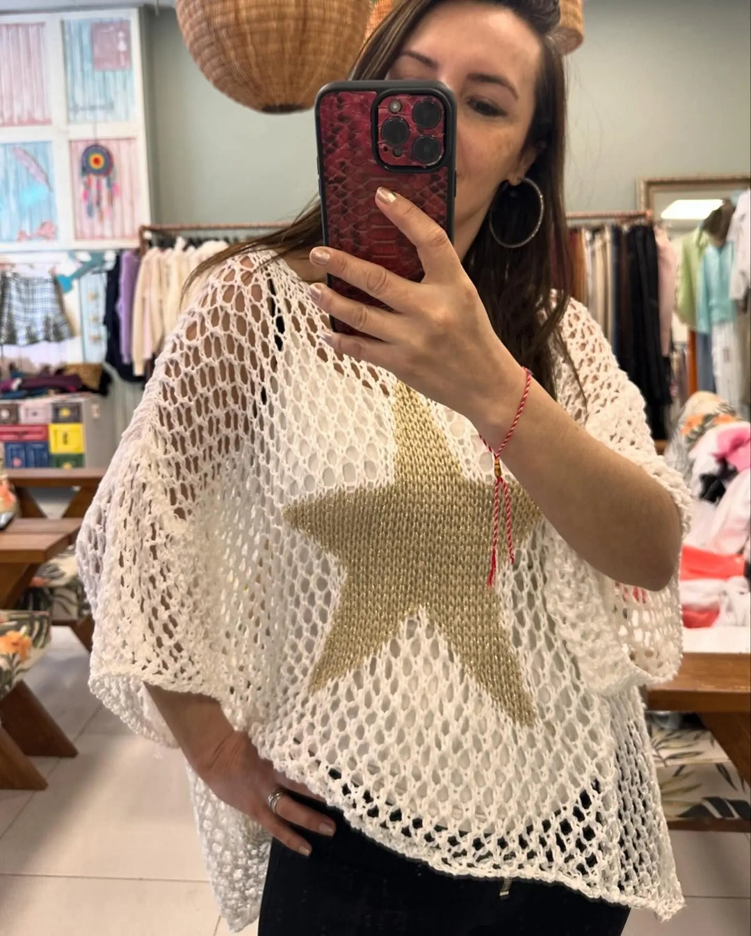 Kimberly - Round Neck Crochet Top