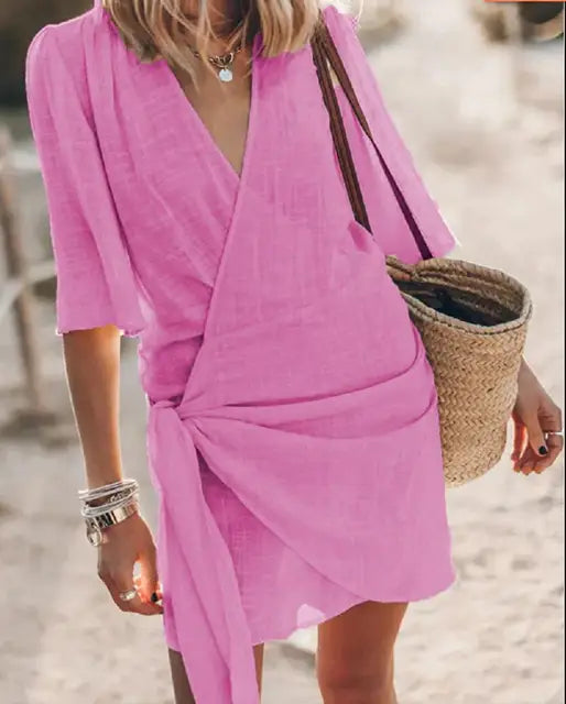 Jessa - V-neck Linen Dress