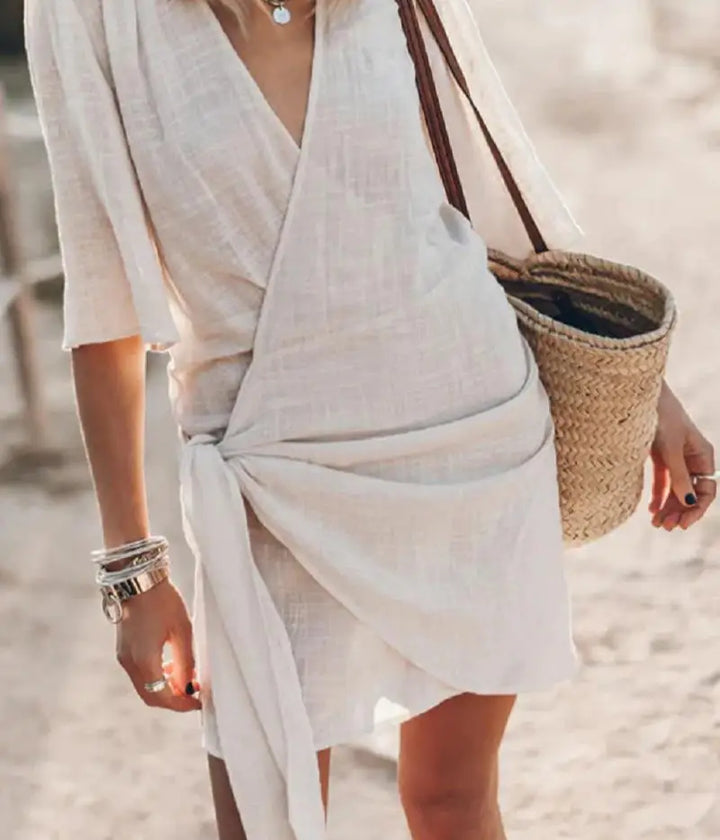 Jessa - V-neck Linen Dress