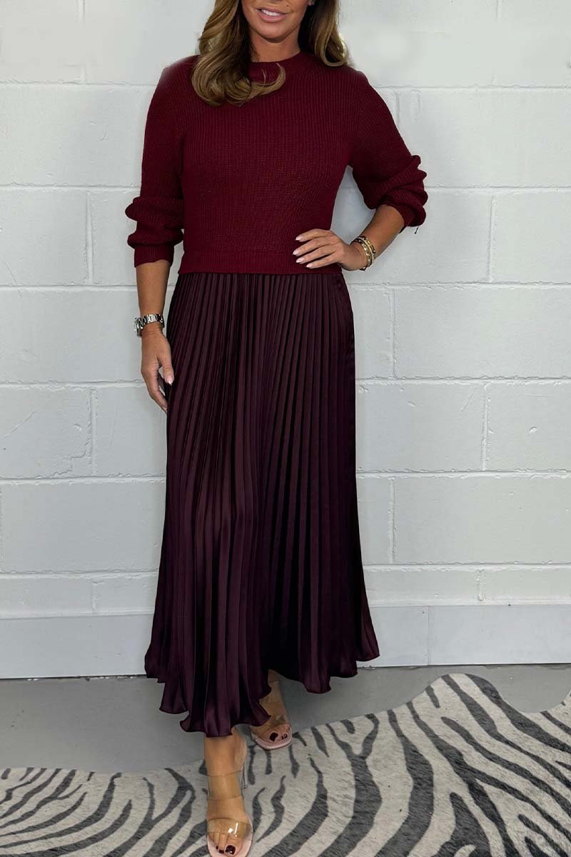 Marley - Long Pullover with Pleated Skirt Set