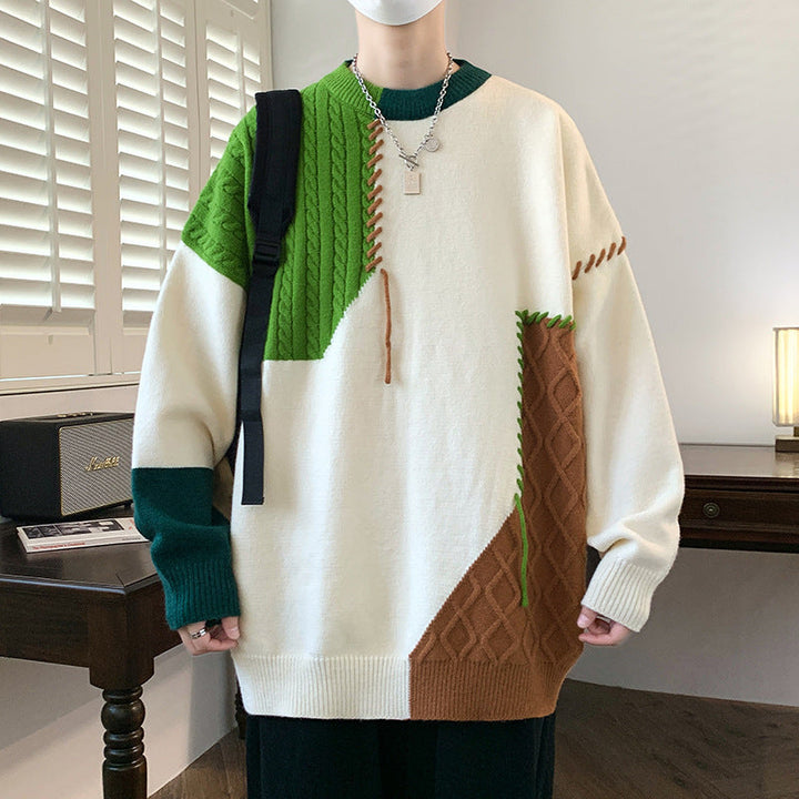 Marcus - Crew Neck Patchwork Pullover